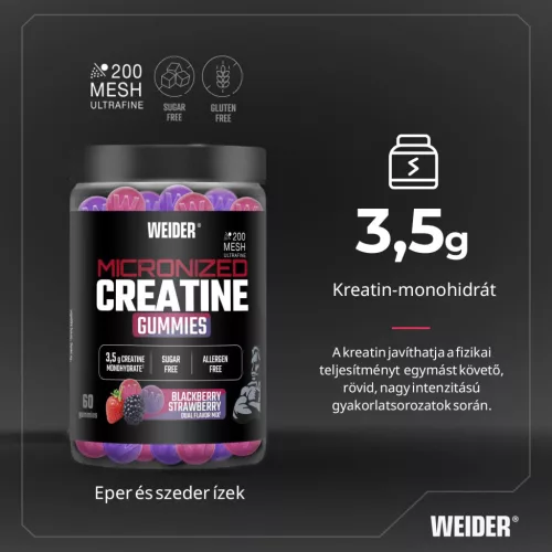 Weider Mikronizált Kreatin gumicukor - szeder és eper ízek - 60 db