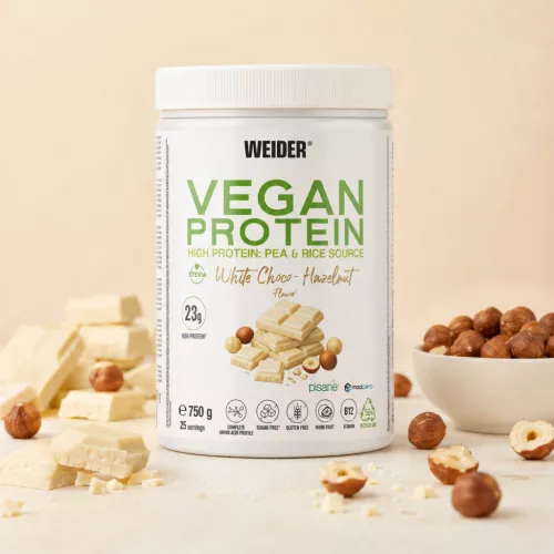Weider Vegan Protein vegán fehérjepor - 750 g - fehércsokis törökmogyoró