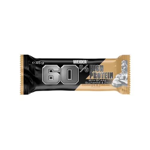 Weider 60% Protein Bar fehérje szelet - 24x45 g - keksz-tejszín